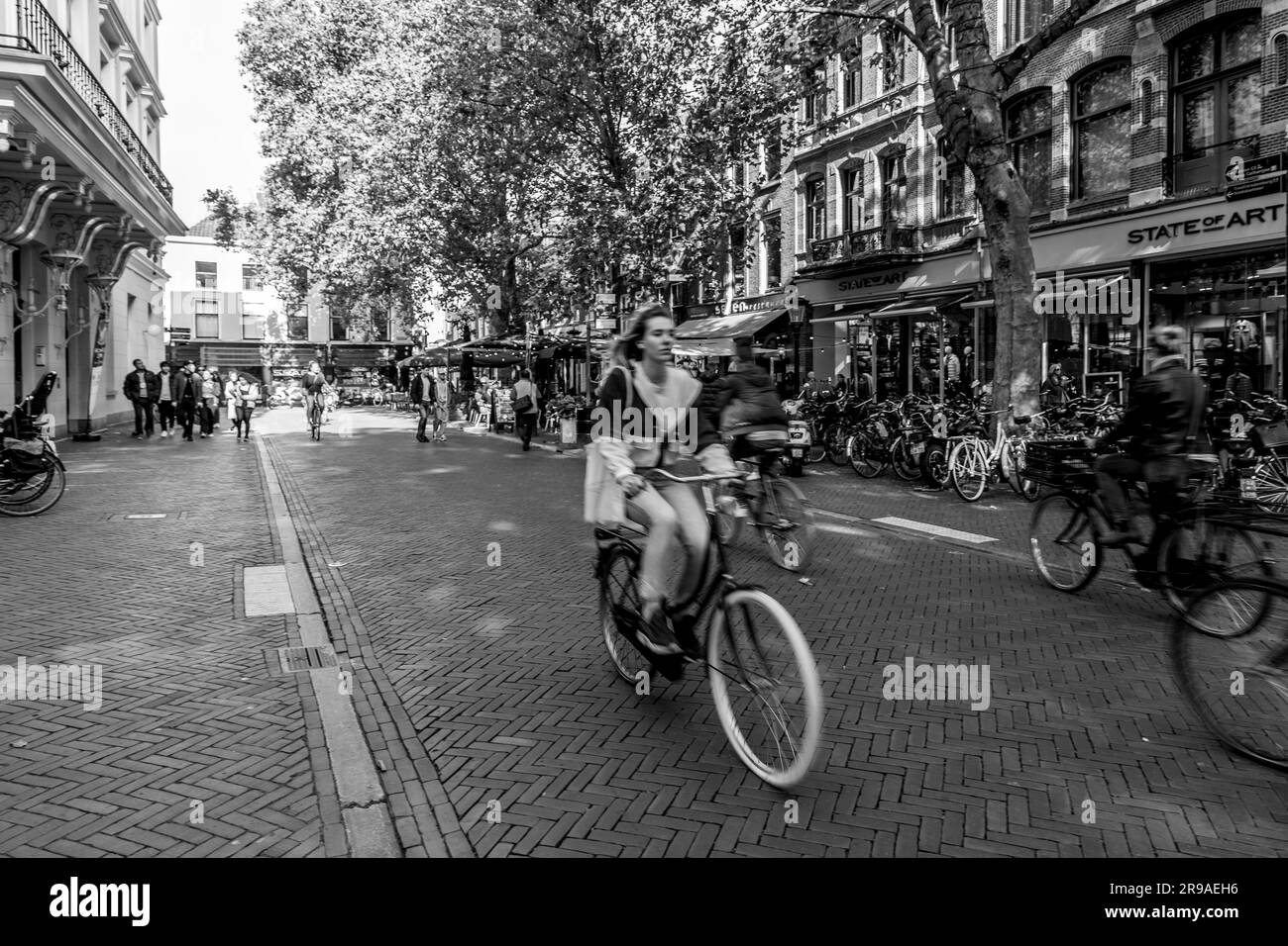 Utrecht, NL - OCT 9, 2021: Street view and traditional Dutch buildings