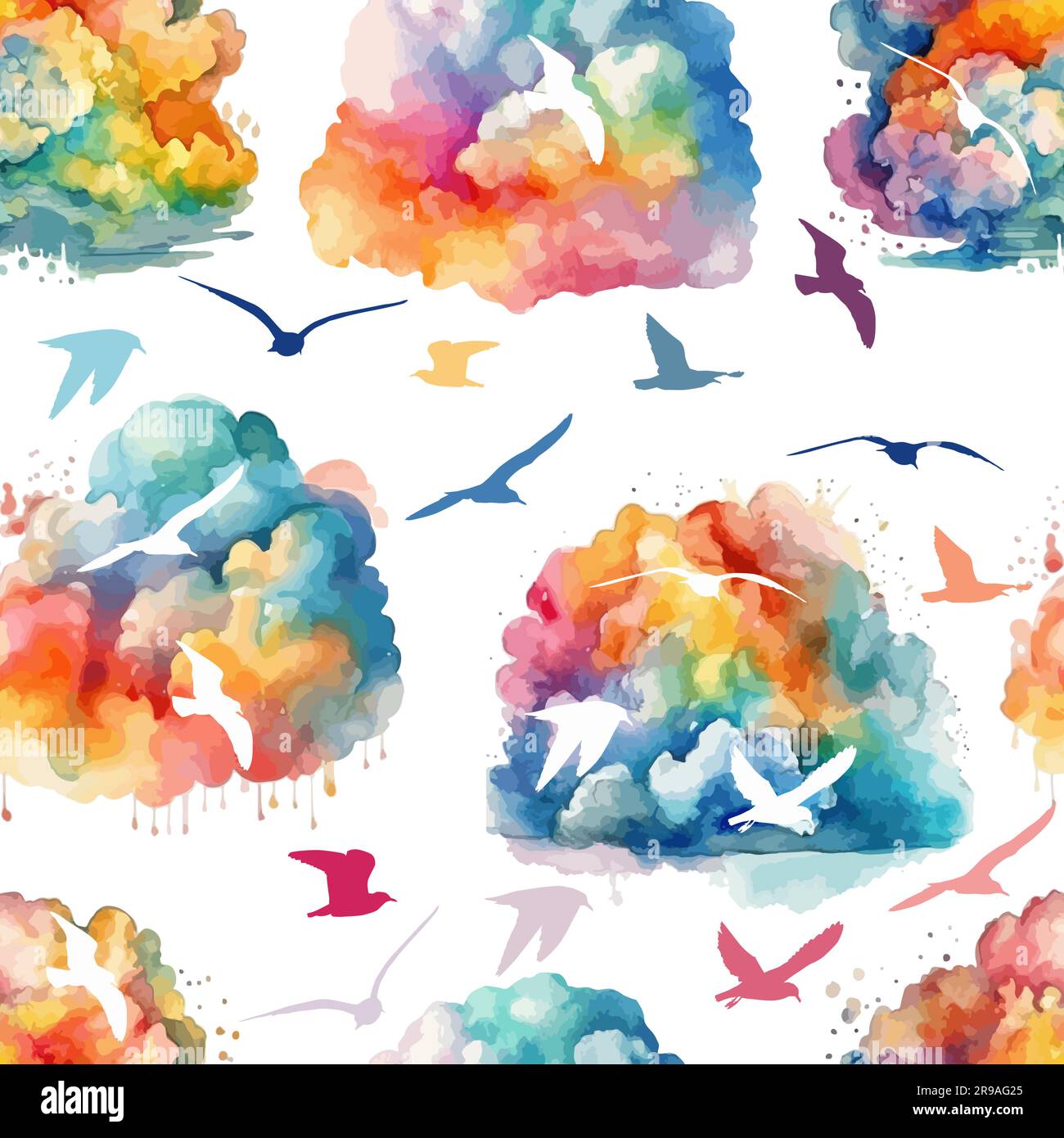Watercolor rainbow clouds hi-res stock photography and images - Alamy