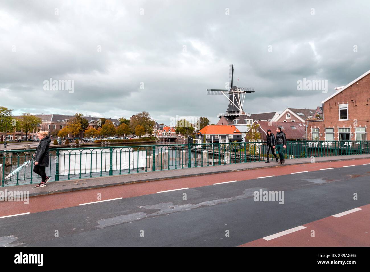 Amsterdam, the Netherlands - October 14, 2021: Molen de Adriaan or Adrian Windmills in Haarlem, the capital of the province of North Holland, also a p Stock Photo
