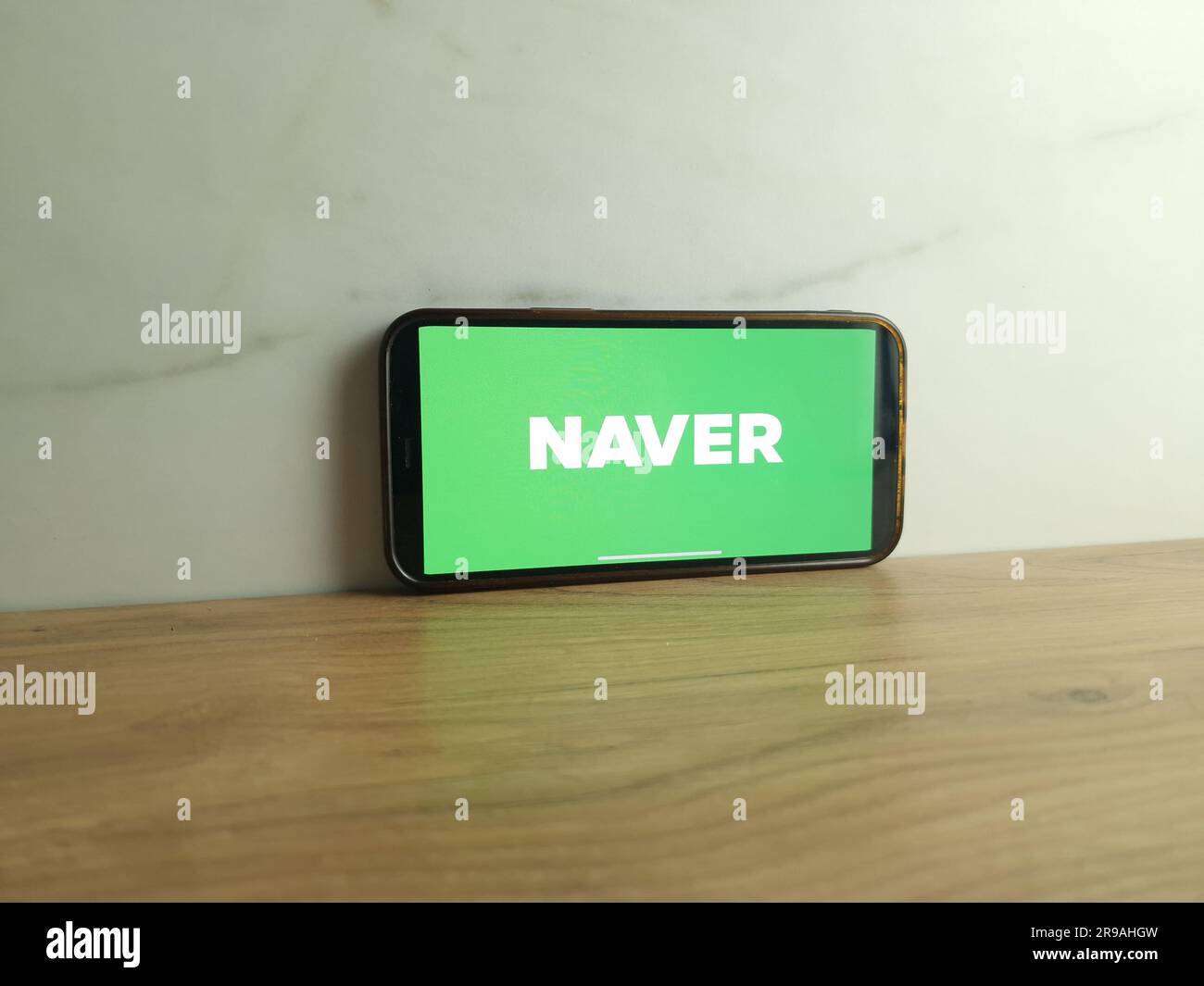 Konskie, Poland - June 24, 2023: Naver South Korean web portal logo displayed on mobile phone screen Stock Photo