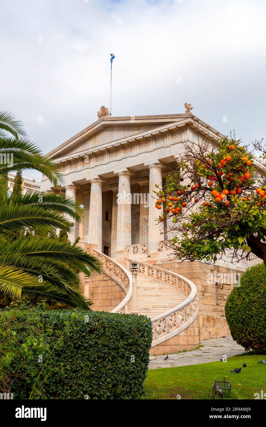 Orange trees in the garden of the Academy of Athens, Greece's national ...