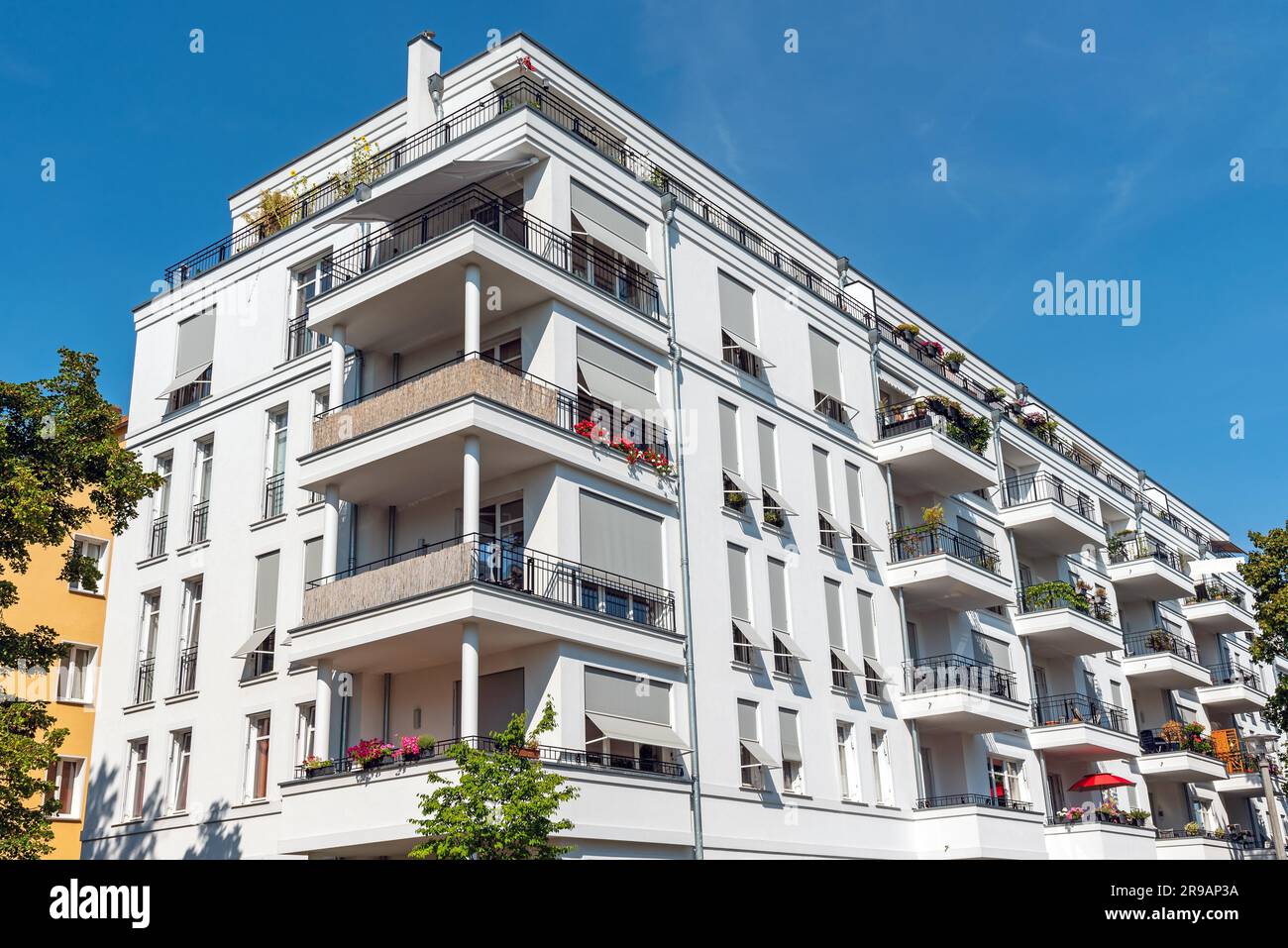 New white apartment building seen in Berlin, Germany Stock Photo - Alamy
