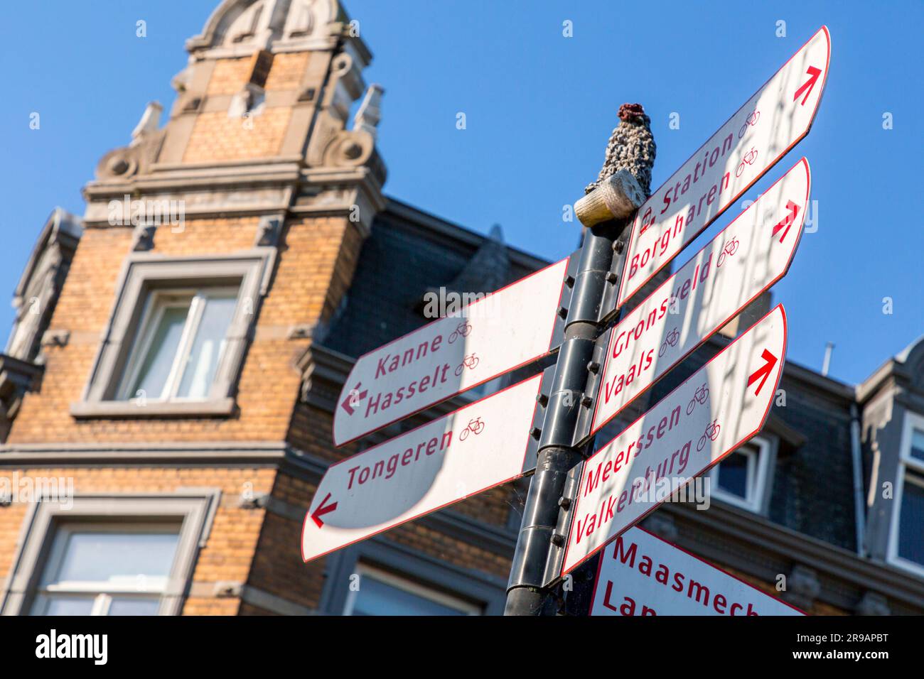 Maastricht, Holland - October 16, 2021: Direction sign posts in ...