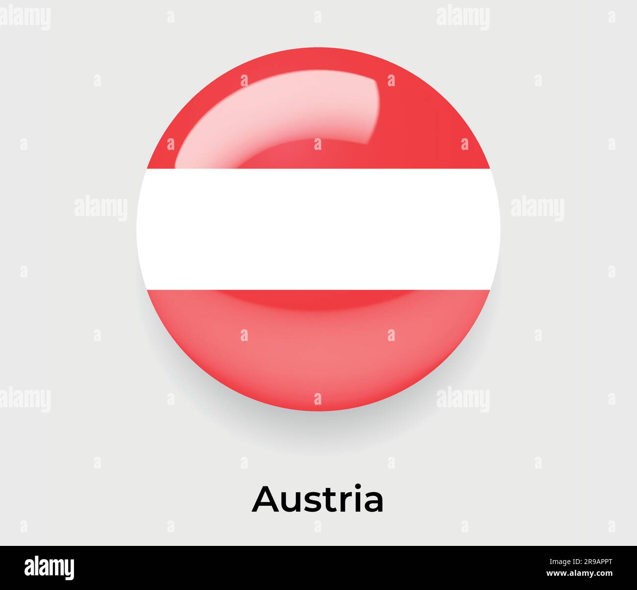 Austria glossy flag bubble circle round shape icon vector illustration glass Stock Vector