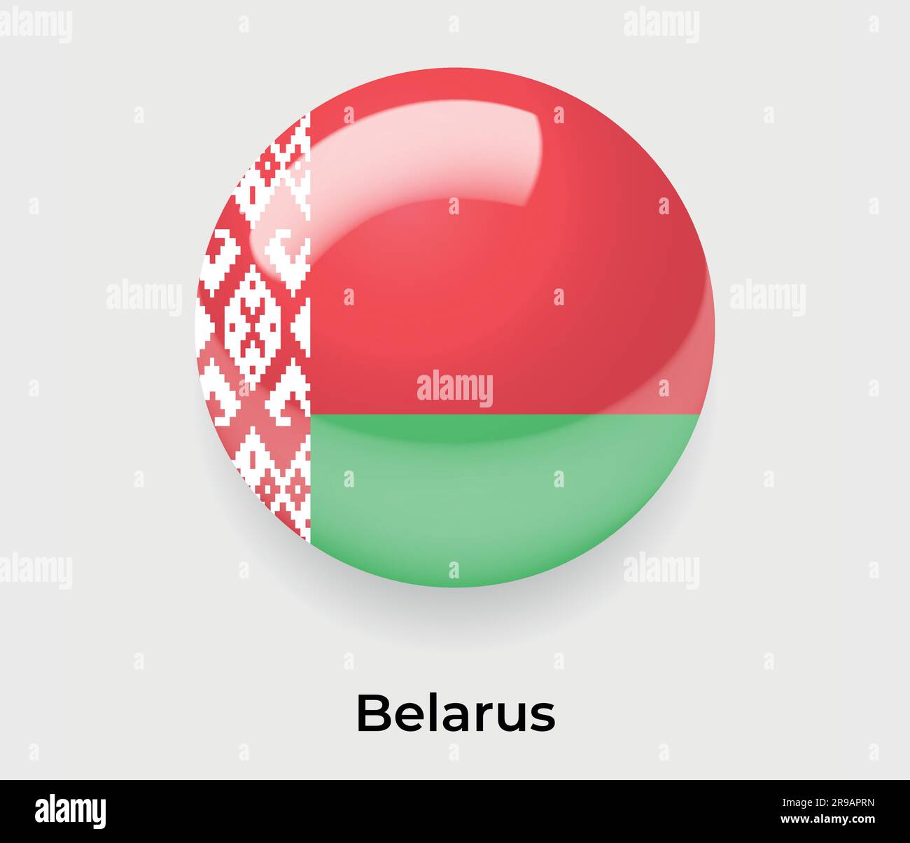 Belarus glossy flag bubble circle round shape icon vector illustration glass Stock Vector