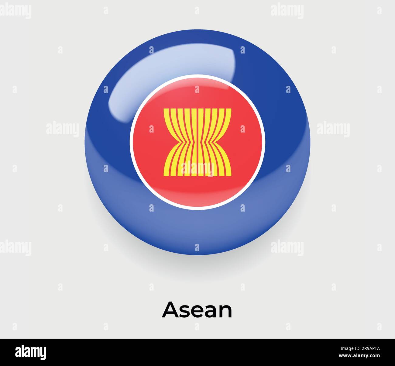 Asean glossy flag bubble circle round shape icon vector illustration glass Stock Vector