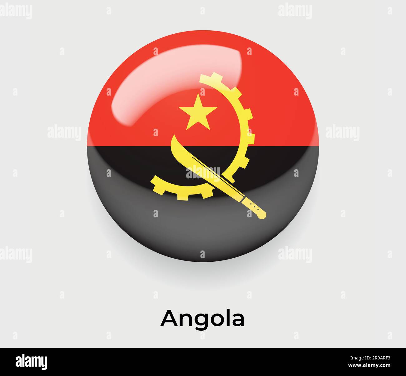Angola glossy flag bubble circle round shape icon vector illustration glass Stock Vector