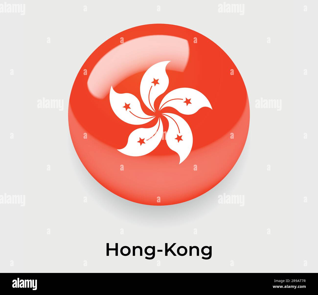 Hong Kong glossy flag bubble circle round shape icon vector illustration glass Stock Vector