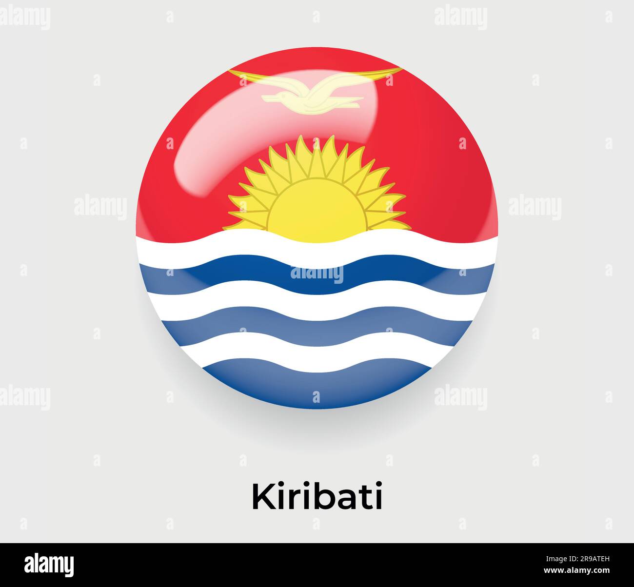 Kiribati glossy flag bubble circle round shape icon vector illustration glass Stock Vector