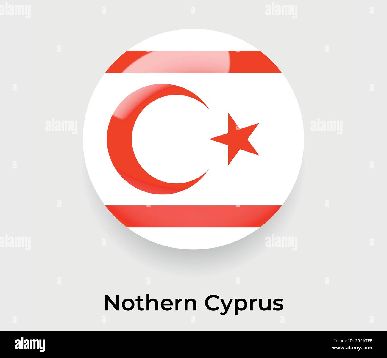 Nothern Cyprus glossy flag bubble circle round shape icon vector illustration glass Stock Vector