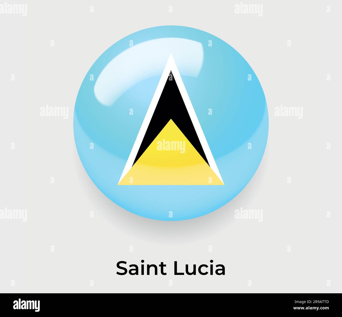 Saint Lucia glossy flag bubble circle round shape icon vector illustration glass Stock Vector