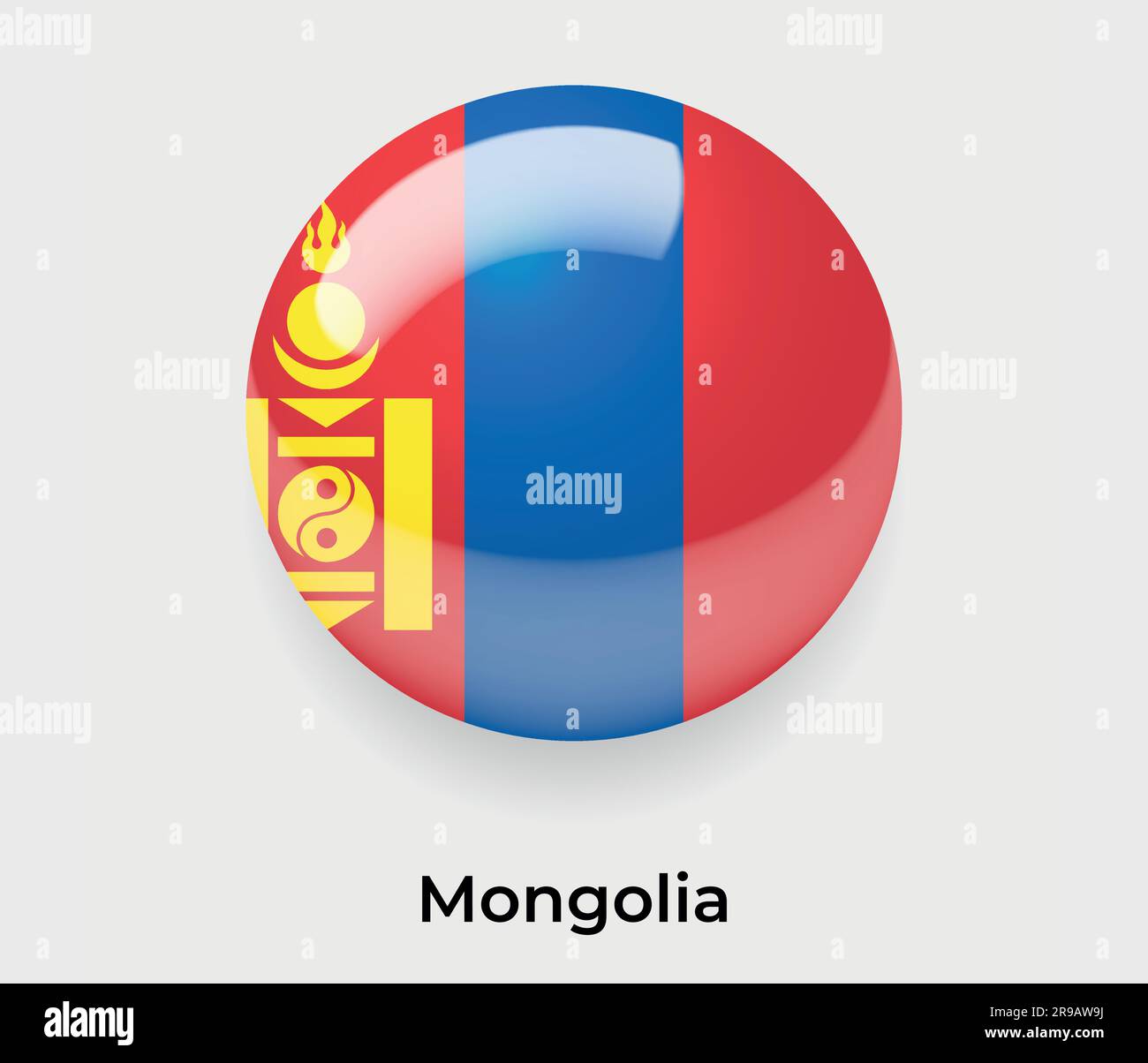 Mongolia glossy flag bubble circle round shape icon vector illustration glass Stock Vector