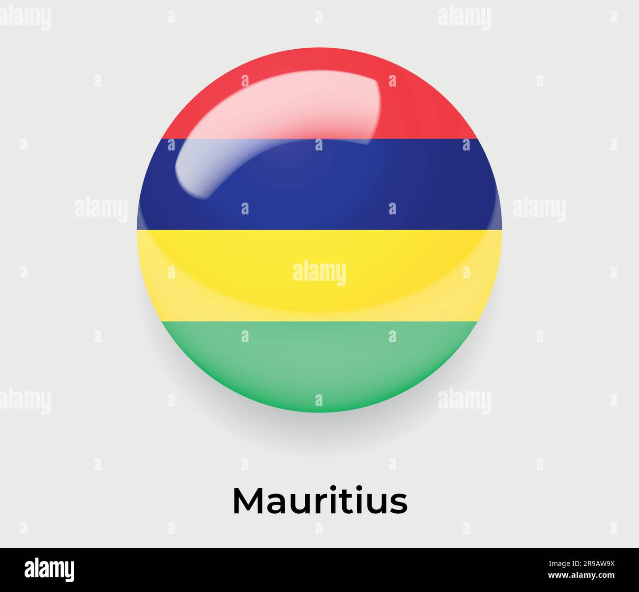 Mauritius glossy flag bubble circle round shape icon vector ...