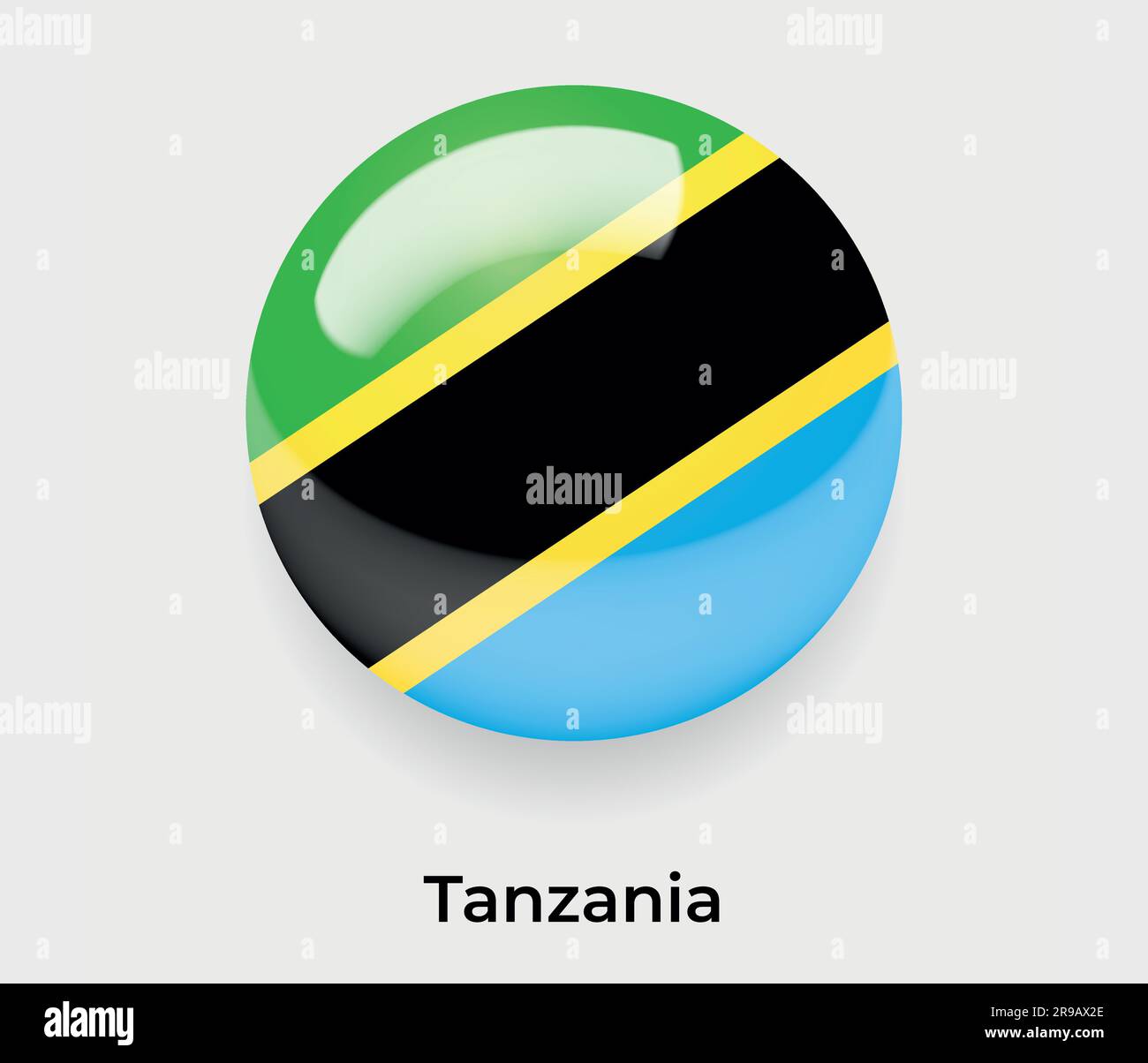 Tanzania glossy flag bubble circle round shape icon vector illustration glass Stock Vector