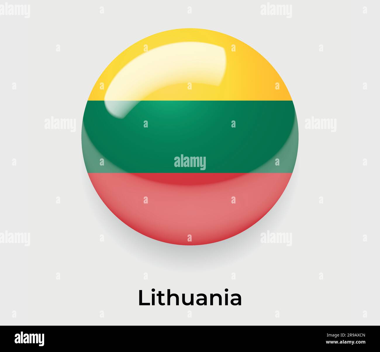 Lithuania glossy flag bubble circle round shape icon vector illustration glass Stock Vector