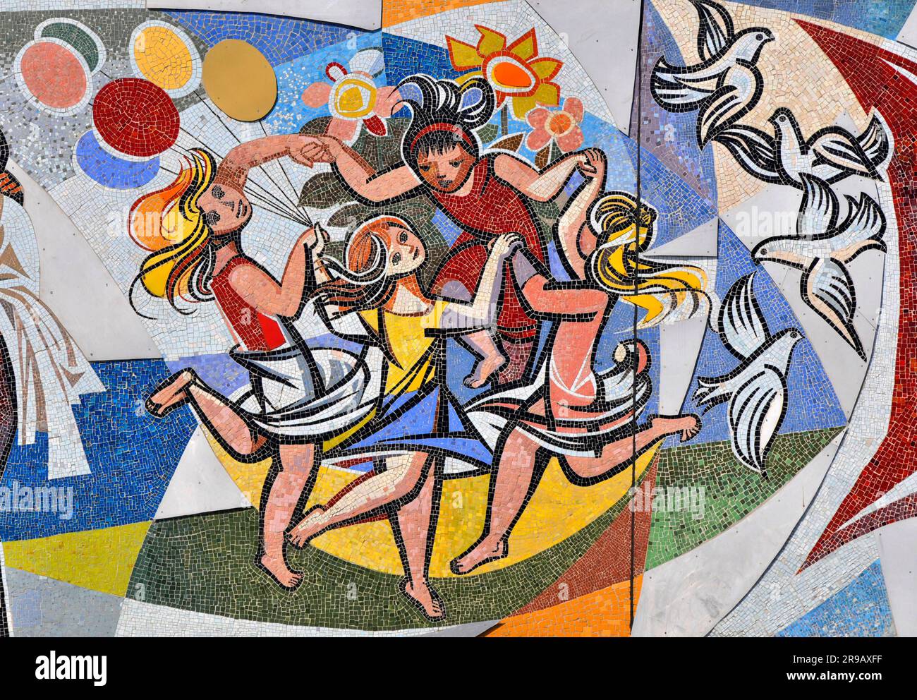 Mosaic, mosaic frieze, House of the Teacher, Alexanderplatz, Berlin ...