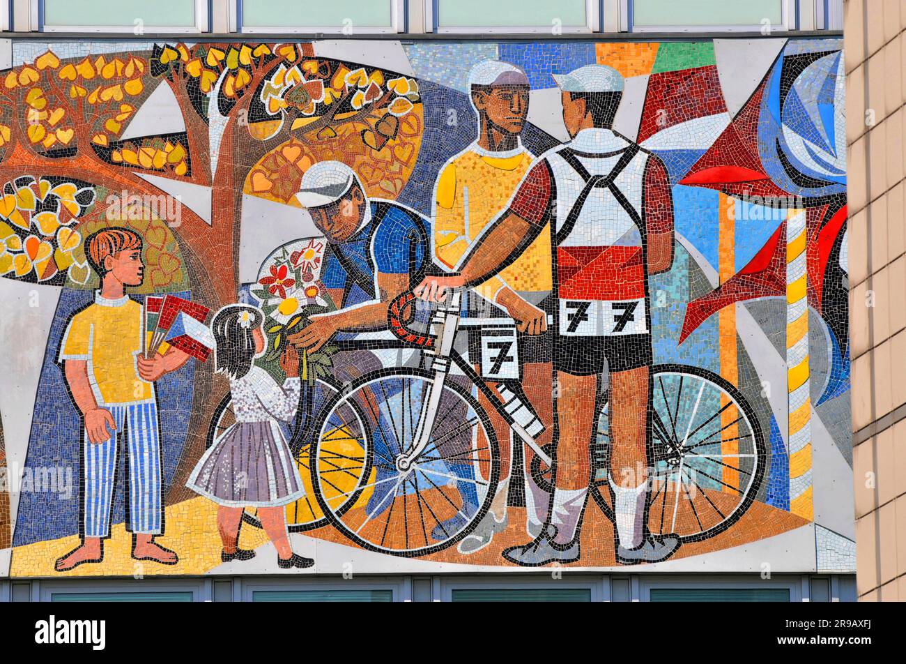 Mosaic, mosaic frieze, House of the Teacher, Alexanderplatz, Berlin ...