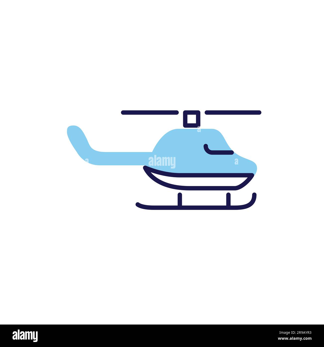 Helicopter related vector line icon. Isolated on white background ...