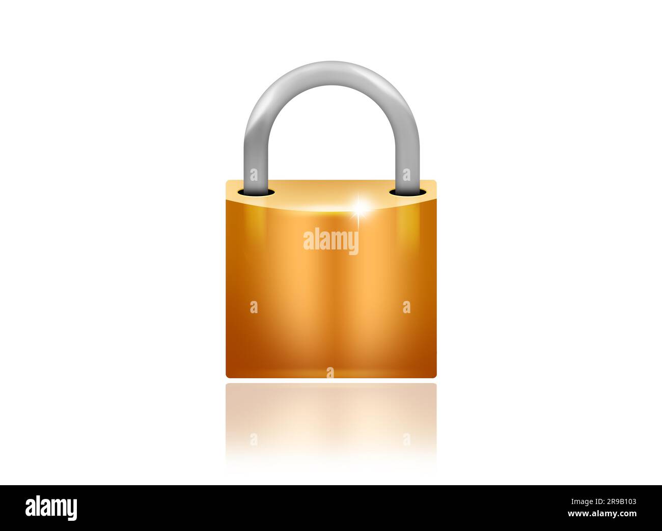 Golden padlock on white background Stock Photo - Alamy