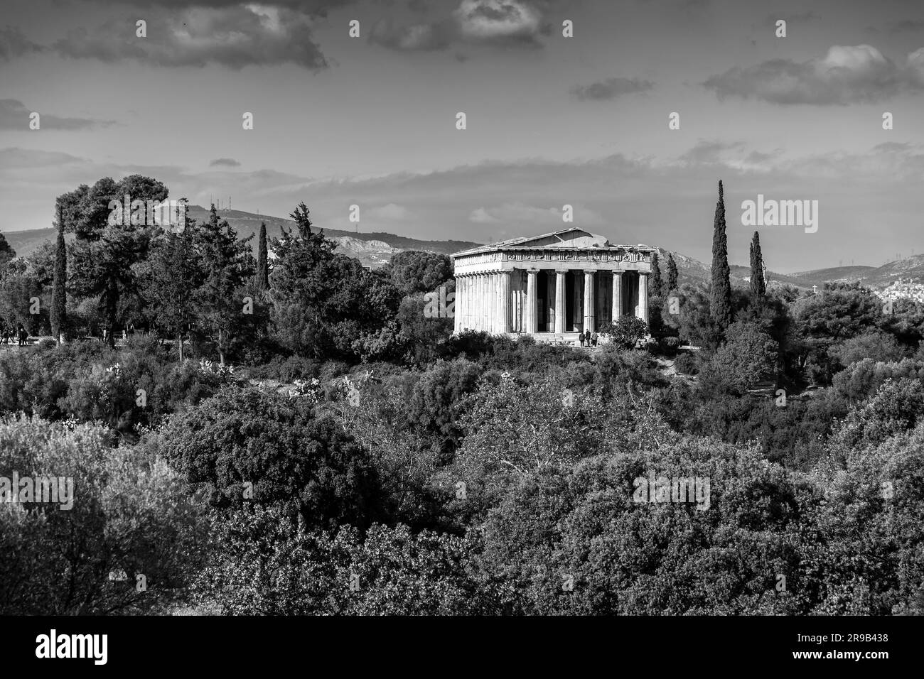 The Temple of Hephaestus or Hephaisteion is a well-preserved Greek temple dedicated to Hephaestus, in Athens, Greece. Stock Photo