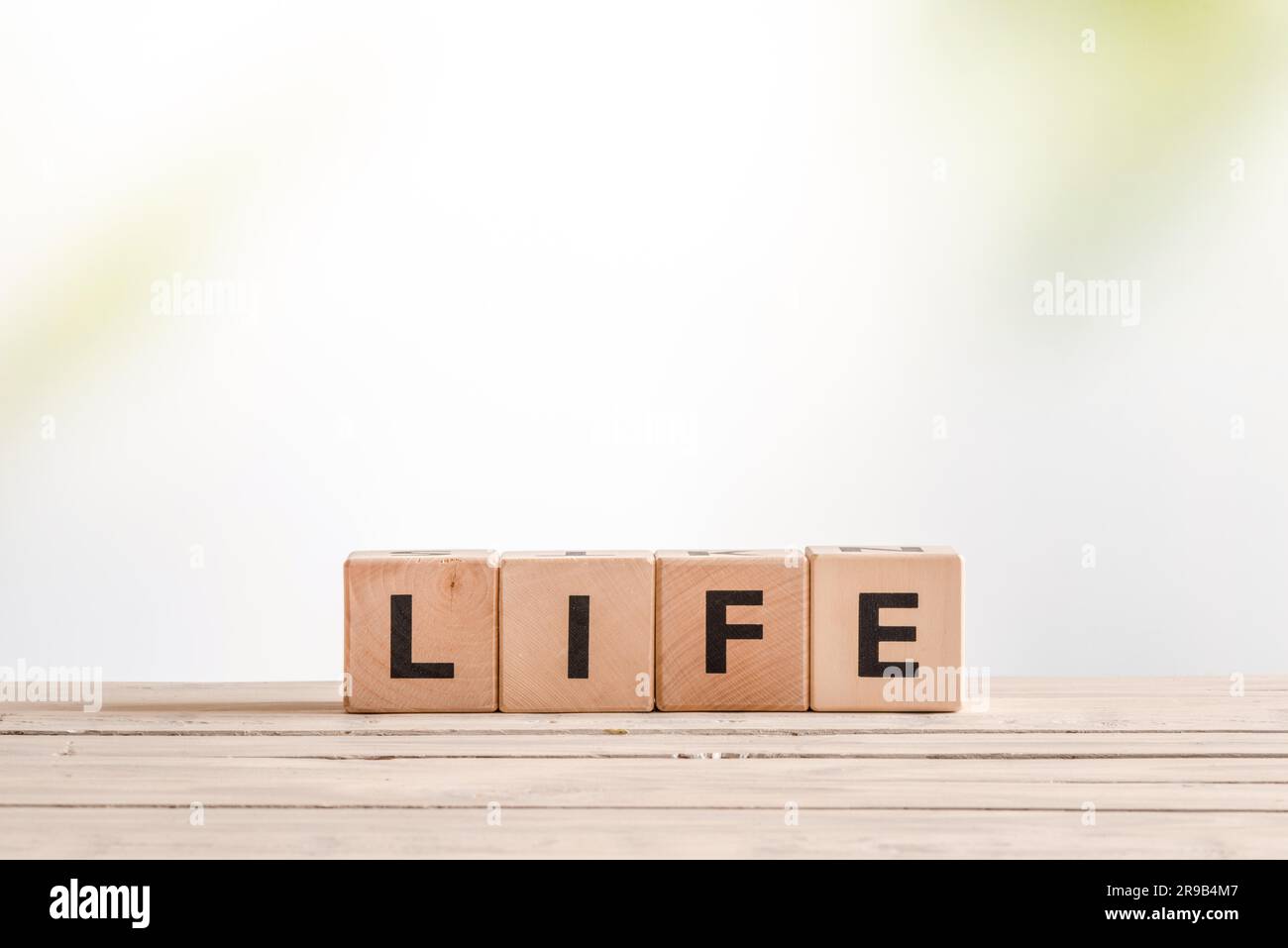 Life sign made of wooden blocks on a desk Stock Photo - Alamy