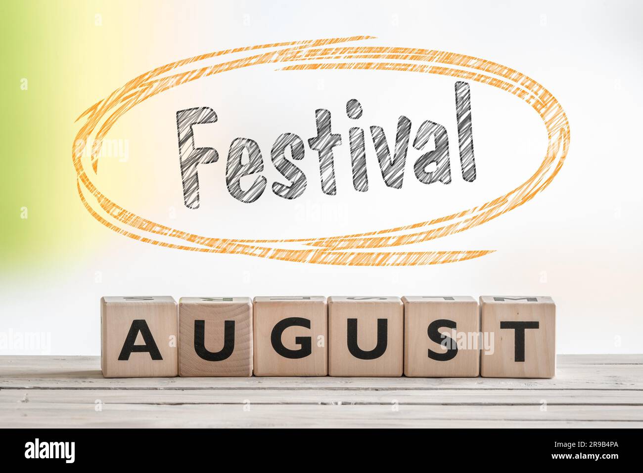 August festival sign made of wood on a scene Stock Photo - Alamy