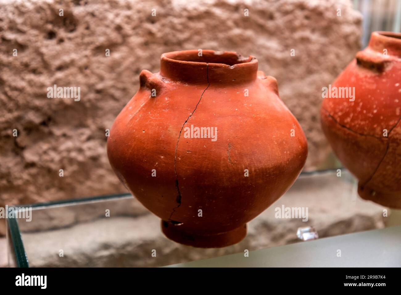 Athens, Greece - 25 Nov 2021: The ancient artifacts displayed at the Stoa of Attalos, a covered portico in the Agora of Athens. Stock Photo