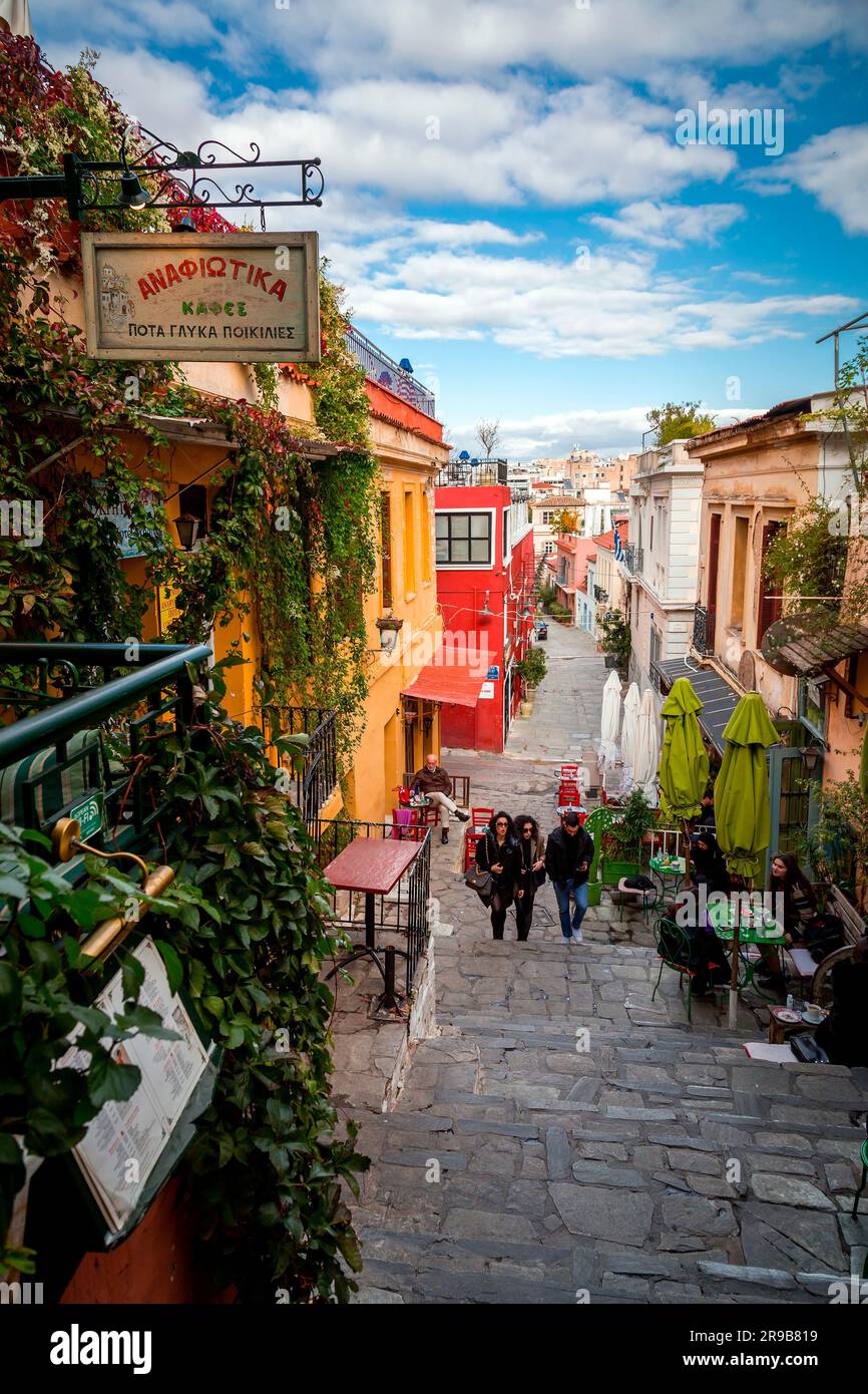 Athens Greece 25 Nov 2021 Typical Buildings In The Streets Of Plaka athens-greece-25-nov-2021-typical-buildings-in-the-streets-of-plaka