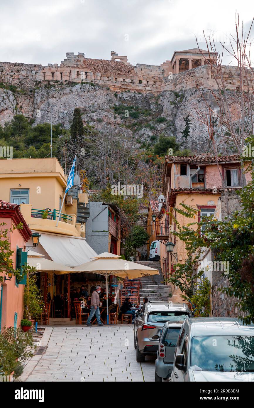 Athens Greece 25 Nov 2021 Typical Buildings In The Streets Of Plaka athens-greece-25-nov-2021-typical-buildings-in-the-streets-of-plaka