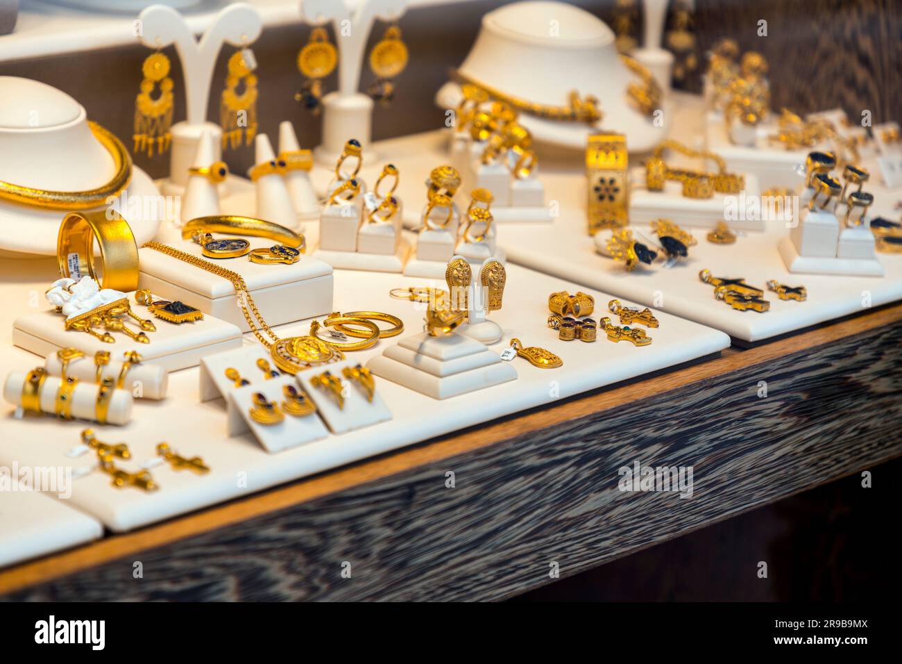 Athens, Greece - 25 Nov 2021: Golden accessories on a shop window in  Athens, Greece Stock Photo - Alamy