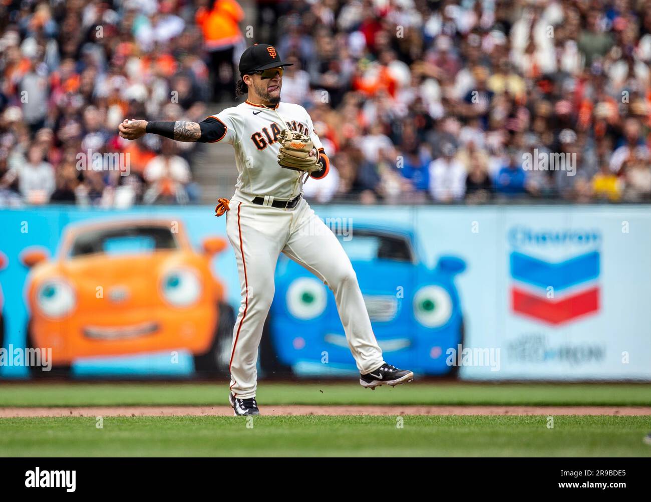 June 24 2023 San Francisco CA, U.S.A. San Francisco relief pitcher Camilo  Doval (75)on the mound to close out the game delivers the ball during MLB  NL west game between the Arizona