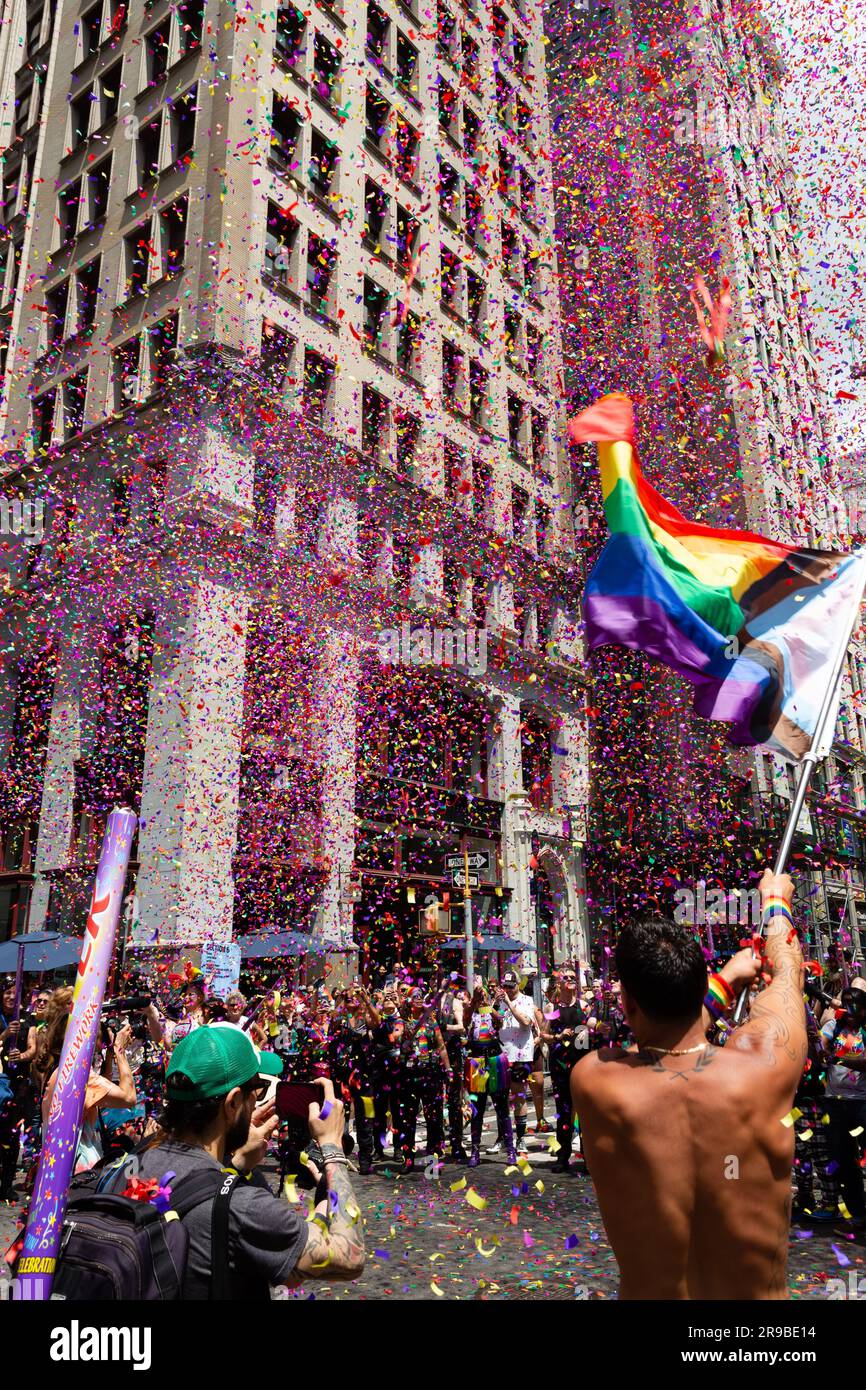 New York, NY, USA. 25th June, 2023. New York's Pride March filled Fifth