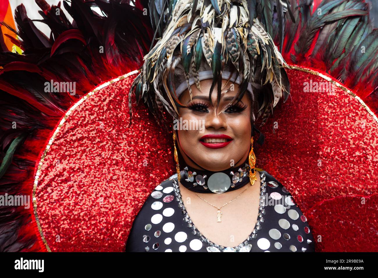 New York, NY, USA. 25th June, 2023. New York's Pride March filled Fifth Avenue with marchers and spectators, many in costume. Credit: Ed Lefkowicz/Alamy Live News Stock Photo