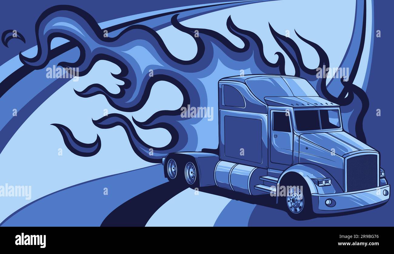 Classic American semi Truck vector Illustration design Stock Vector