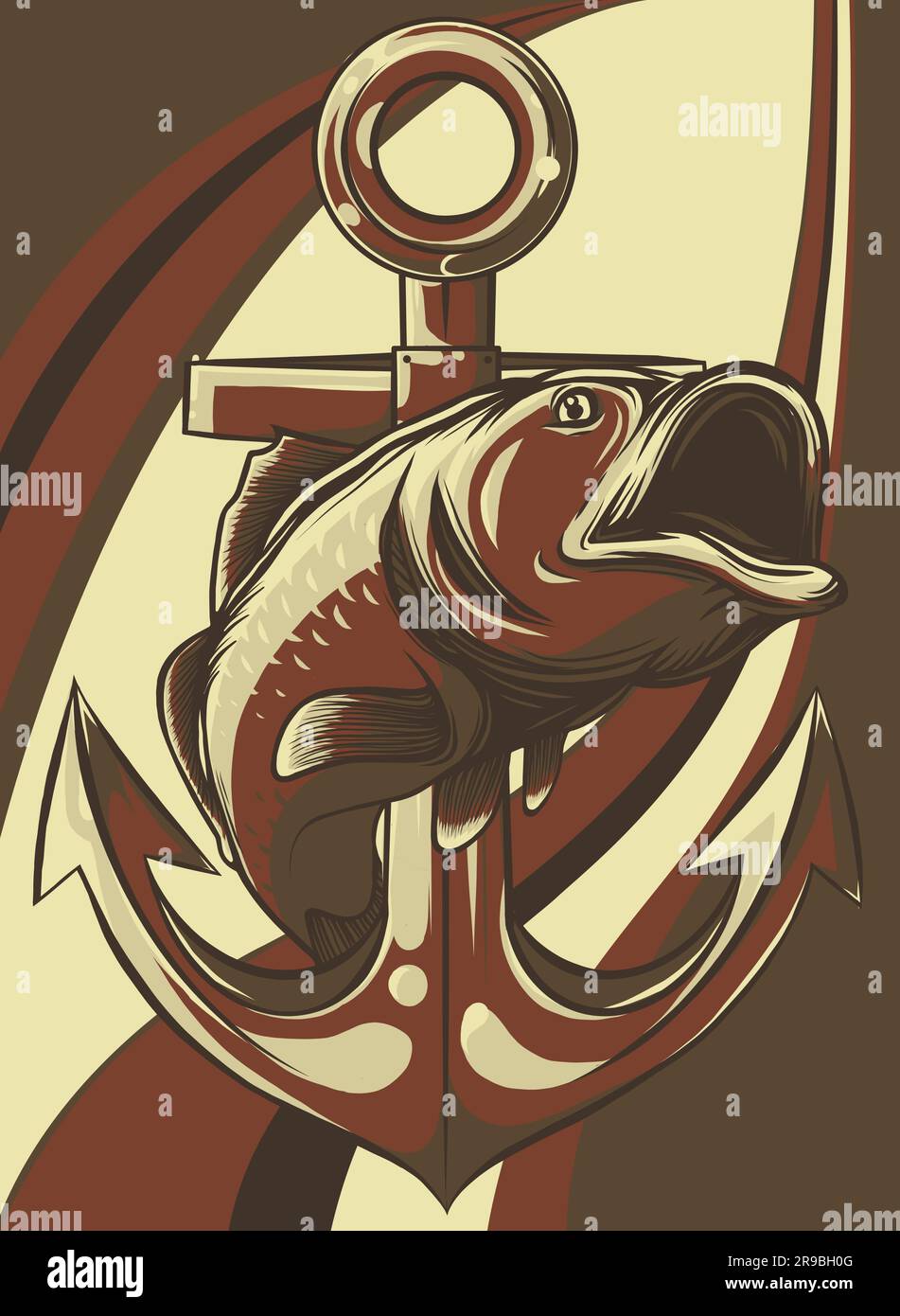 Illustration Vector T Shirt Bass Fishing Stock Vector (Royalty