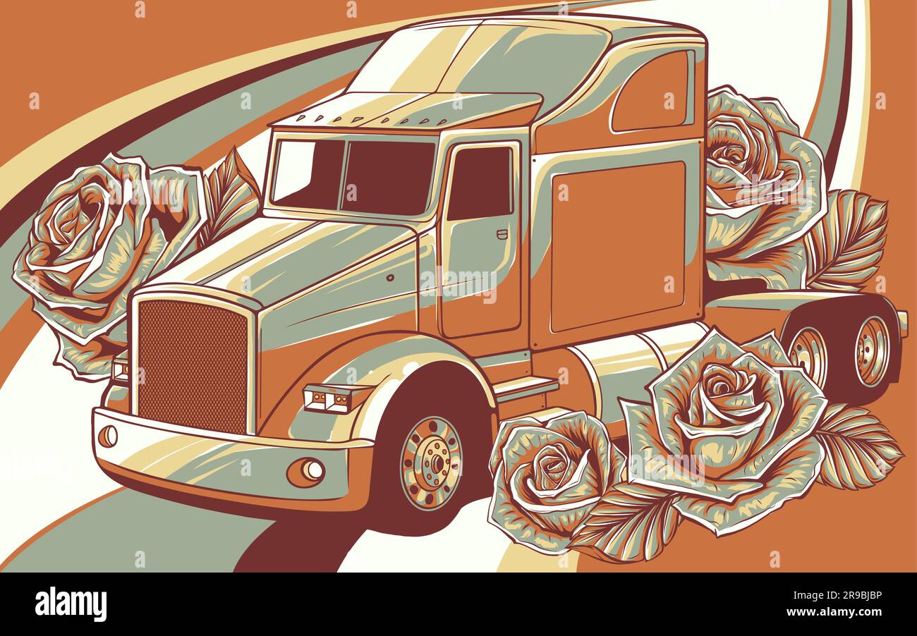 Classic American semi Truck vector Illustration design Stock Vector