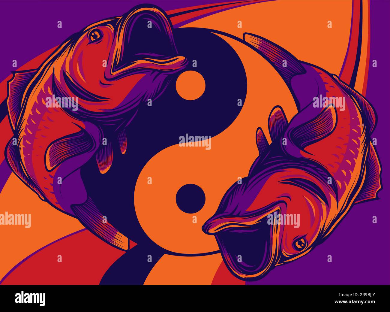 vector illustration of bass fish in colored background Stock Vector