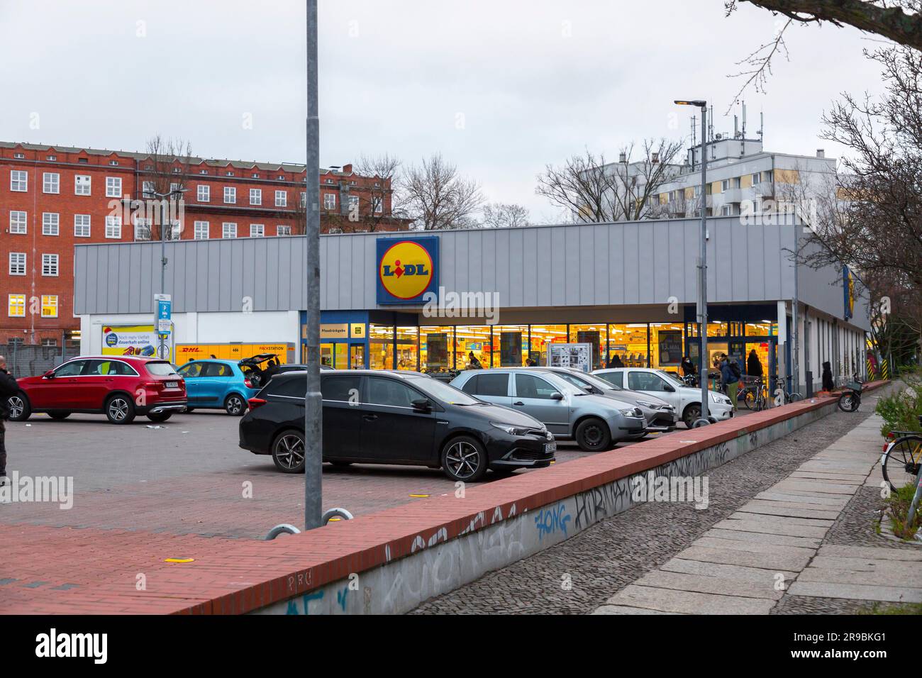 Berlin, Germany 17 DEC 2021 Kreuzberg branch of Lidl store. Lidl