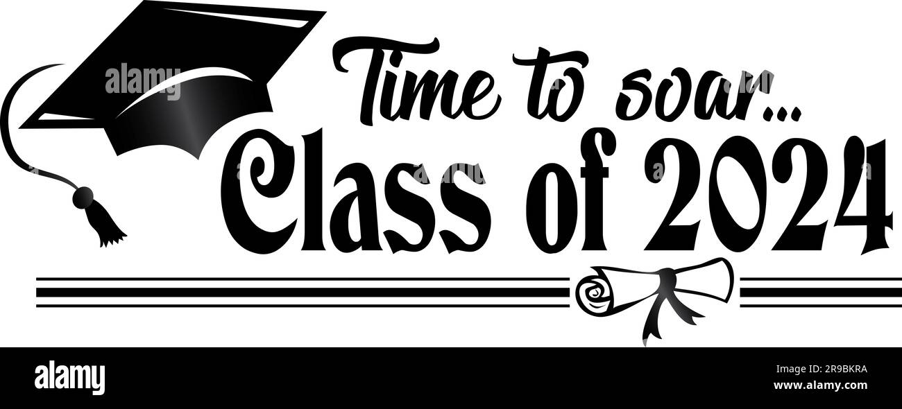 Class of 2025 Time to Soar Banner Black and White design with