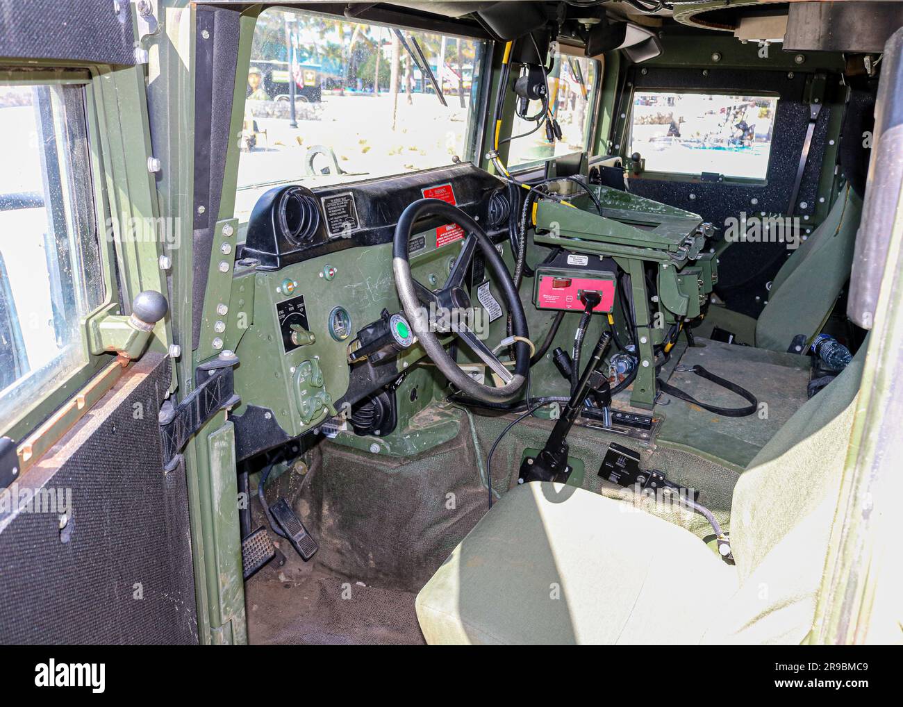 The interior of a military vehicle. Stock Photo