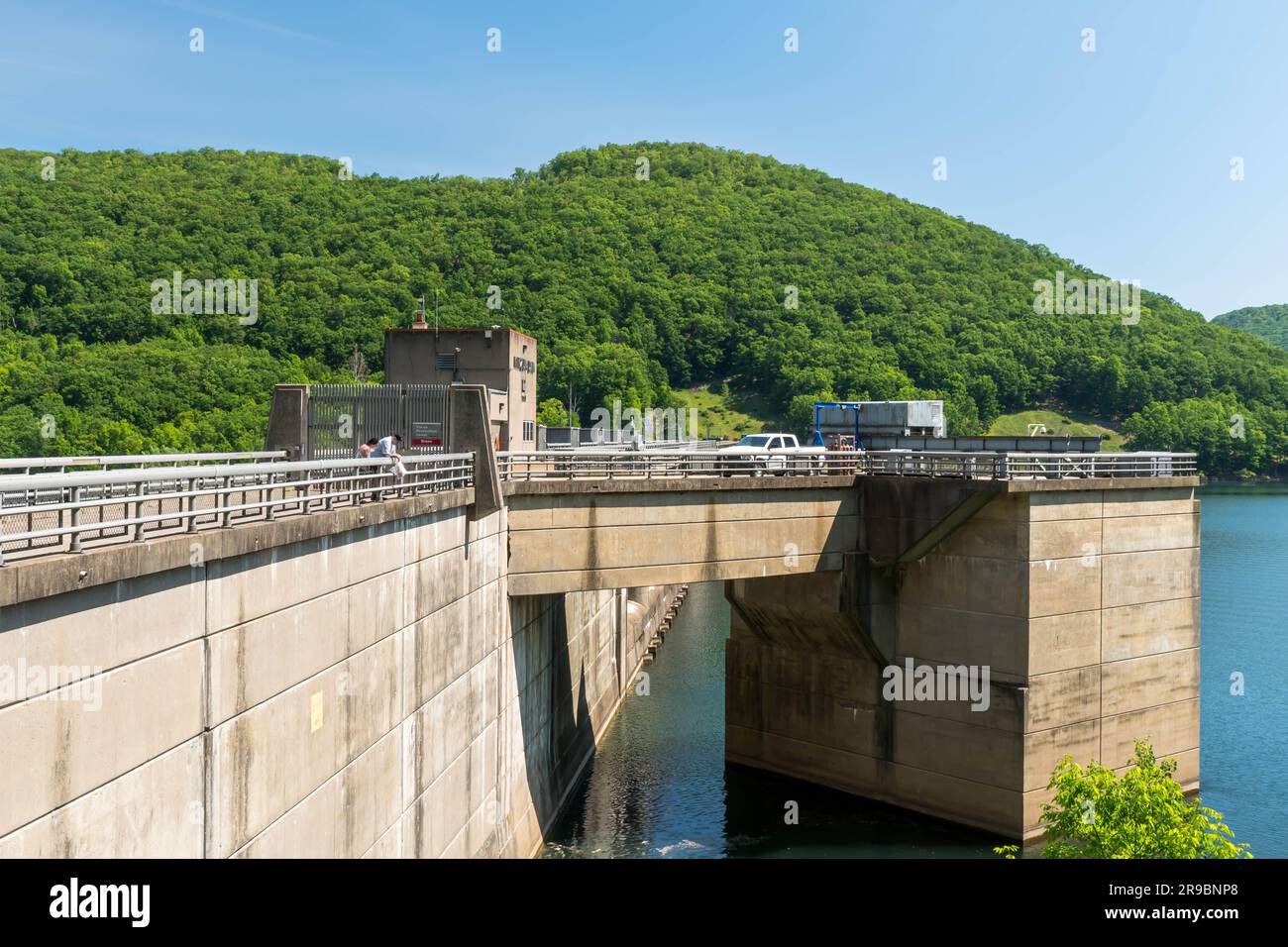 The walkway on the Kinzua Dam on the Allegheny Reservoir in Warren, Pennsylvania, USA Stock