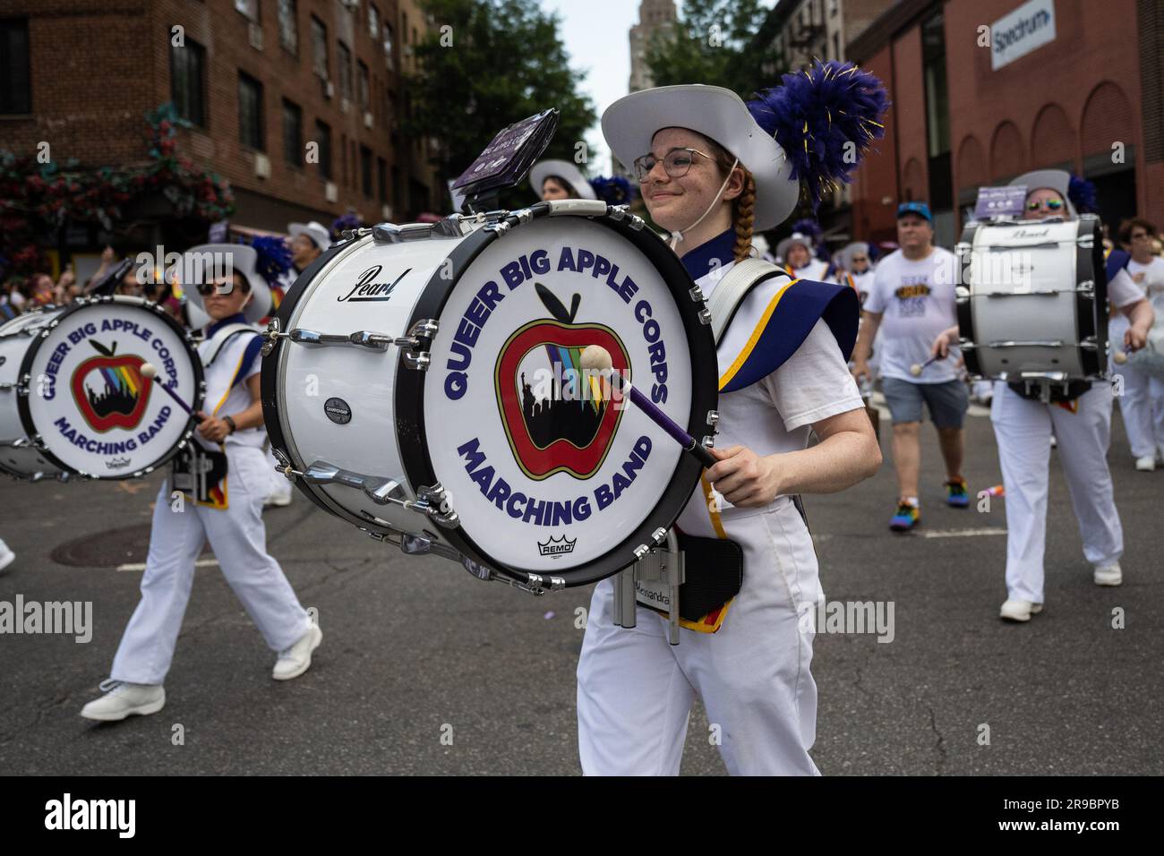 New York, USA. 25th June, 2023. Floats, marching bands, and groups
