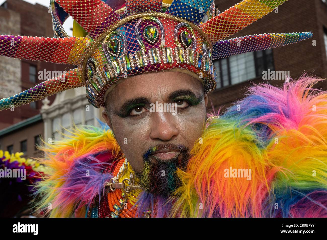 New York, USA. 25th June, 2023. Floats, marching bands, and groups