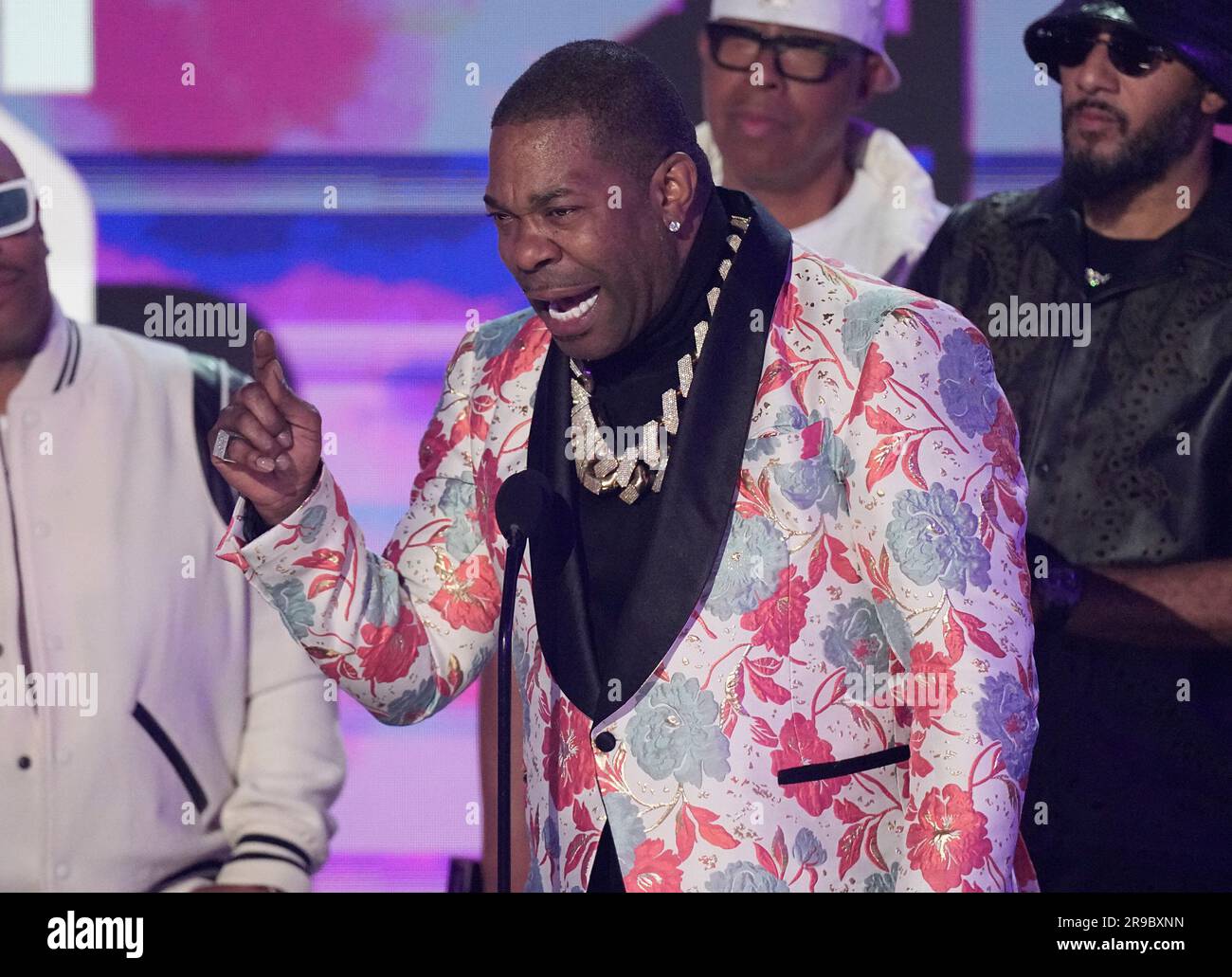 Busta Rhymes accepts the lifetime achievement award at the BET Awards