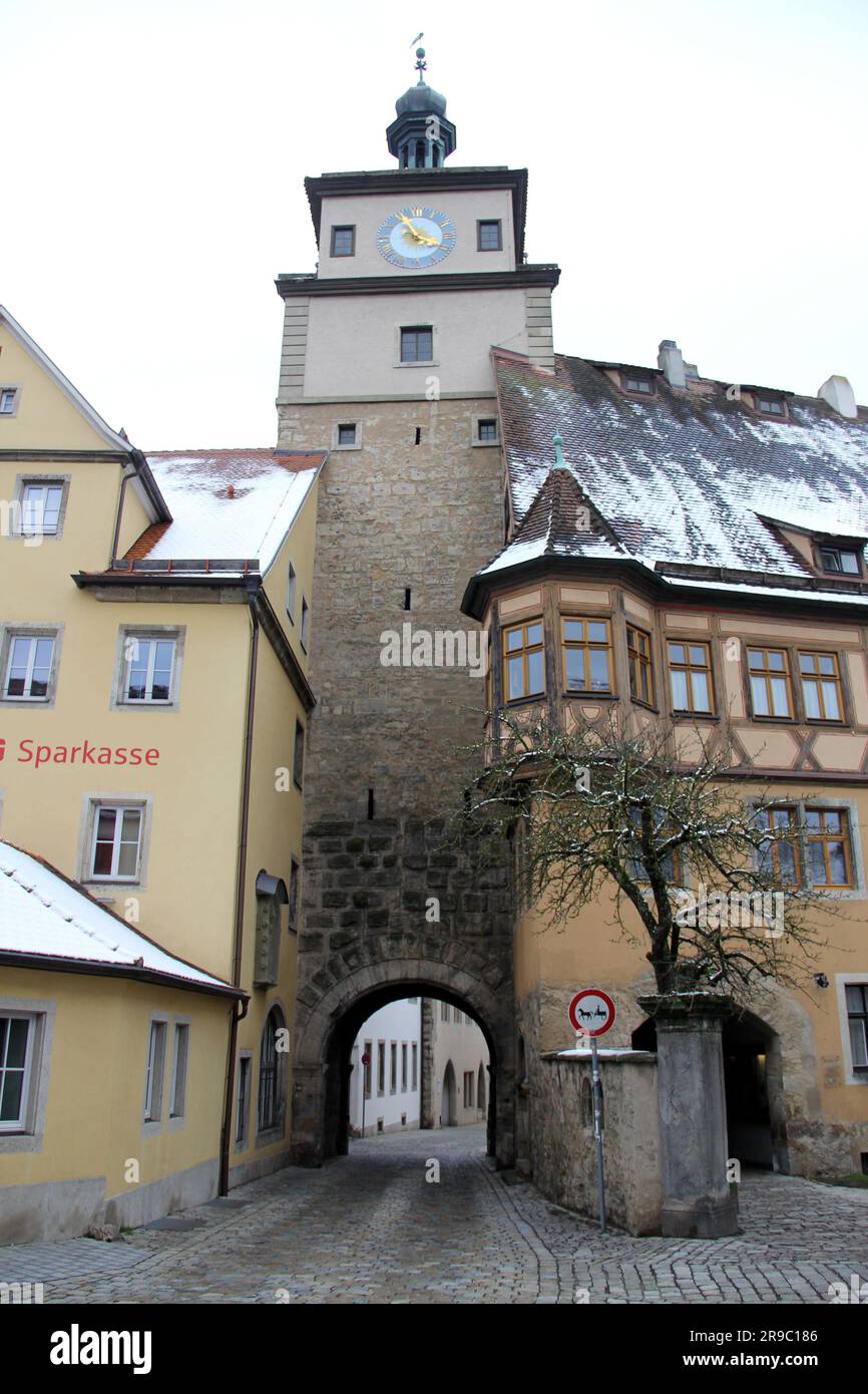 White Tower, renaissance building with timberframe facade and clock
