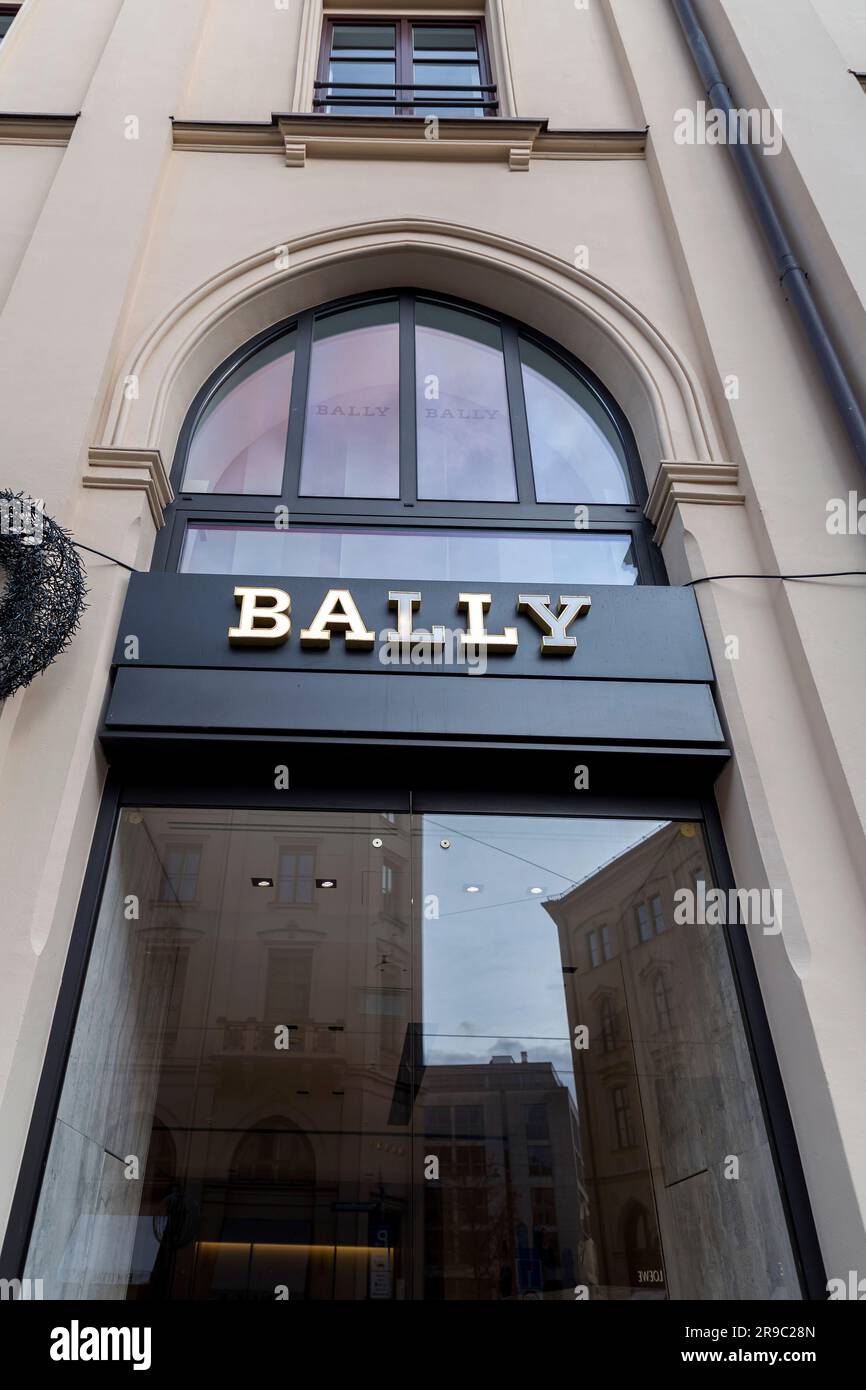 Munich, Germany December 25, 2021 Bally brand sign and logo at the
