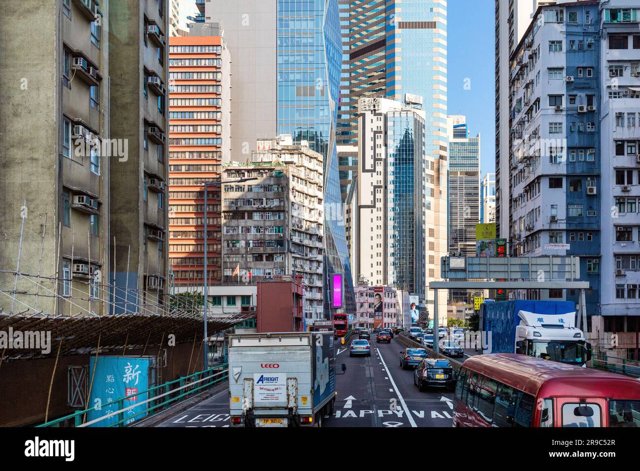 Traffic, road network and high buildings, Hong Kong, SAR, China Stock Photo