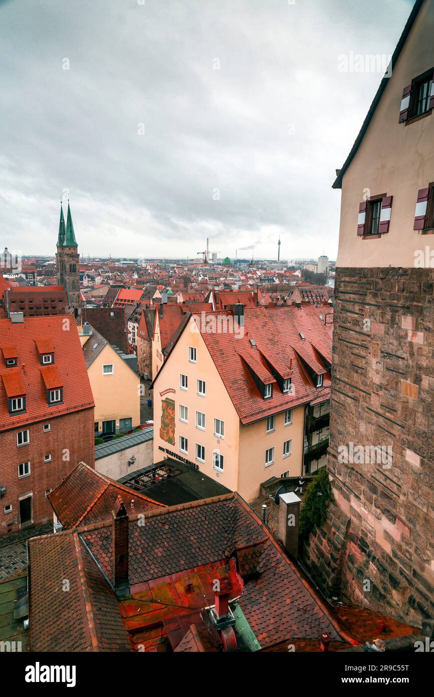 Nuremberg, Germany - DEC 28, 2021: Aerial view of the Bavarian city of ...