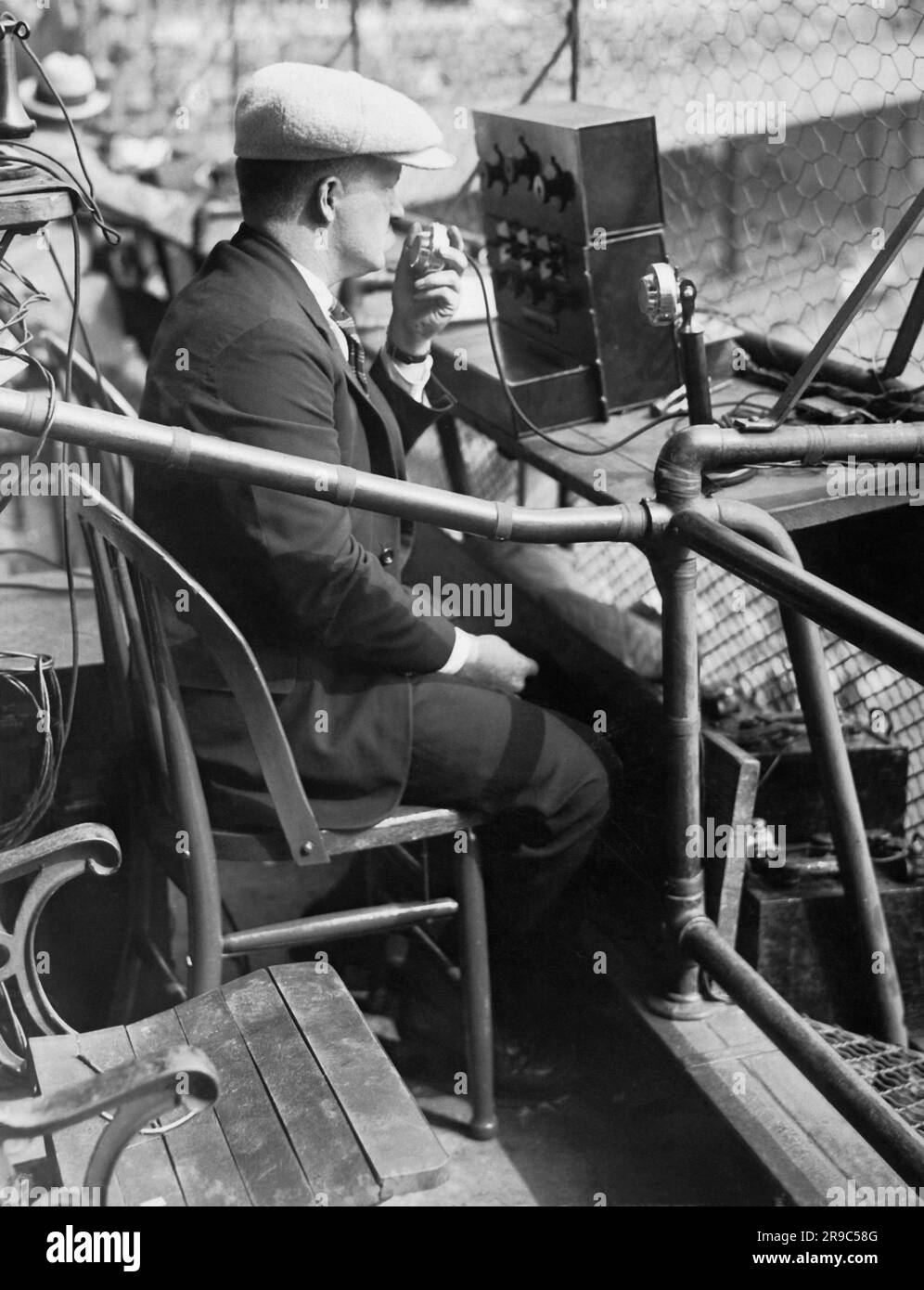 New York, New York: October 6, 1924 An AT&T engineer tests out his ...