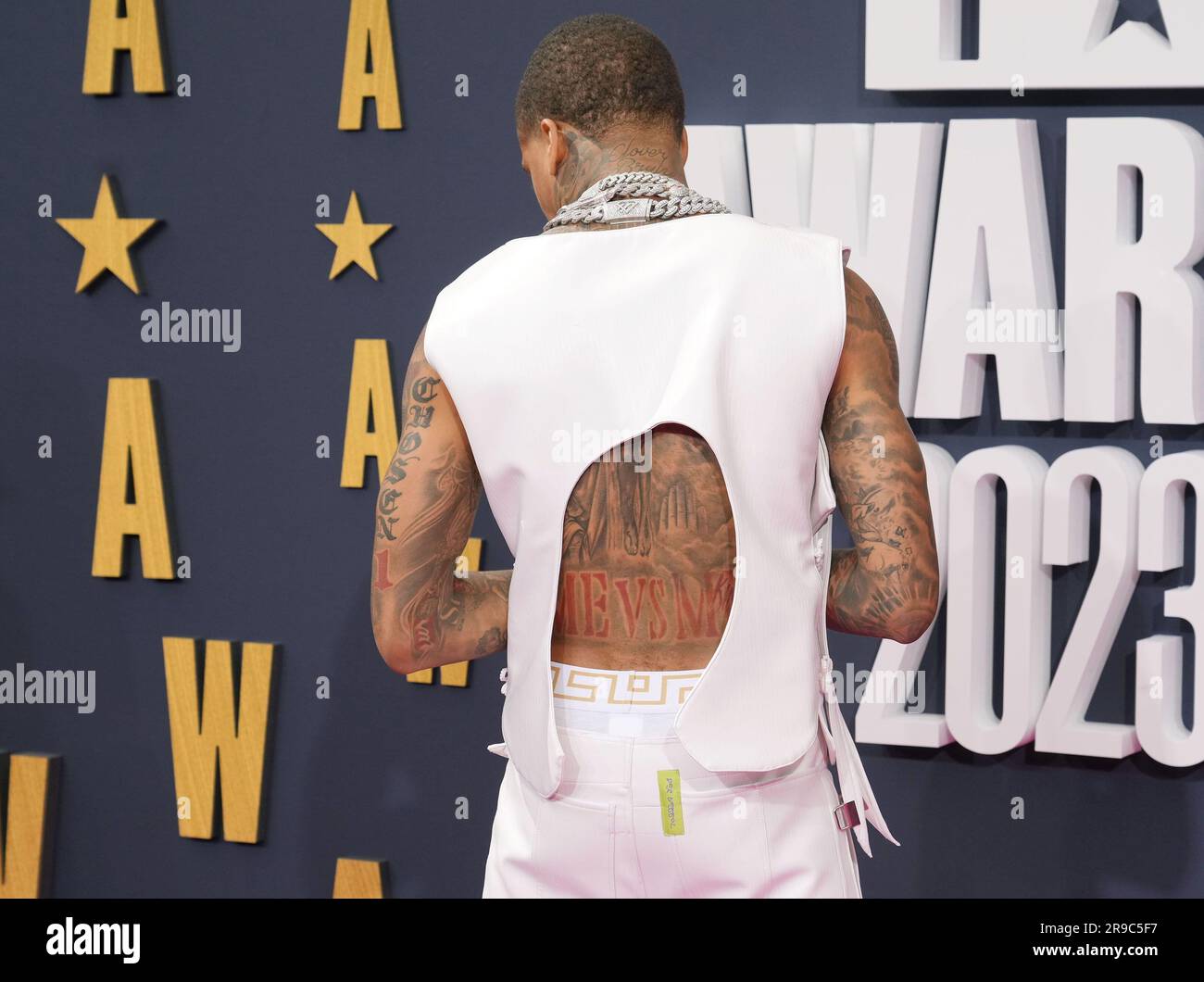Los Angeles, USA. 25th June, 2023. NLE Choppa arrives at the 2023 BET